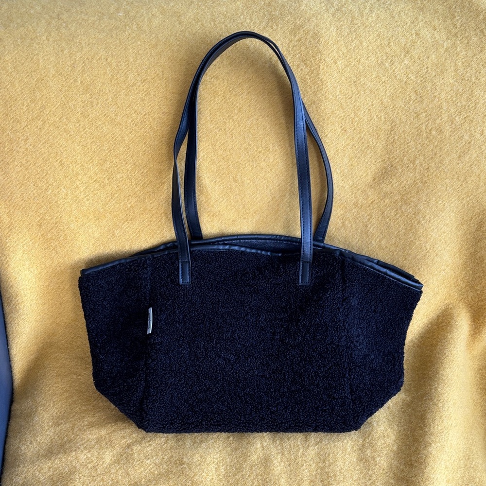 Neiman Marcus Faux Fur Elegant Black Tote Bag